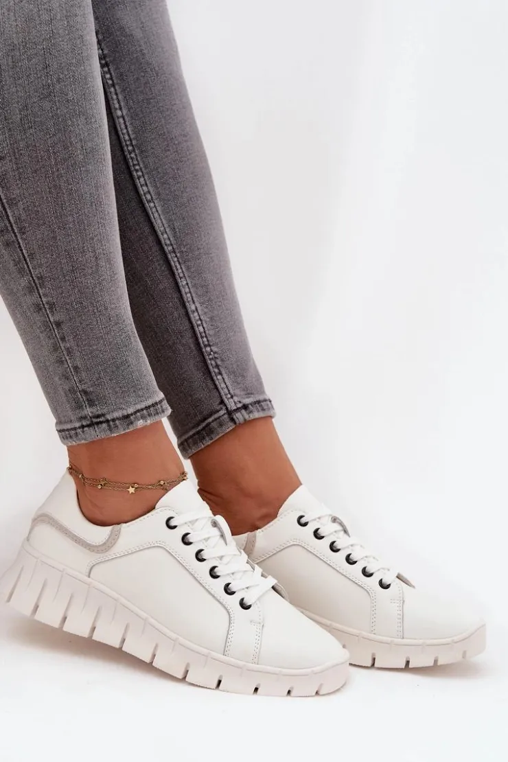 Damskie Buty damskie Vinceza Skórzane Półbuty Damskie Ze Sznurowaniem Vinceza 41493 Białe