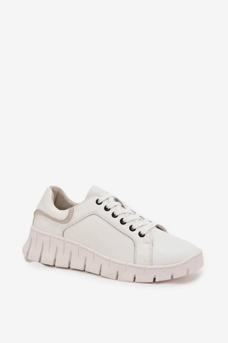 Damskie Buty damskie Vinceza Skórzane Półbuty Damskie Ze Sznurowaniem Vinceza 41493 Białe