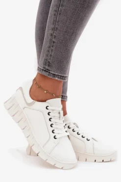 Damskie Buty damskie Vinceza Skórzane Półbuty Damskie Ze Sznurowaniem Vinceza 41493 Białe