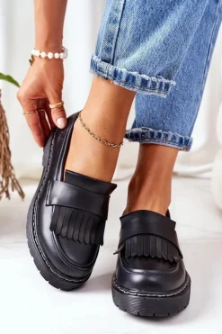 Sale Big Star Shoes Skórzane Półbuty Loafery Big Star II274100 Czarne