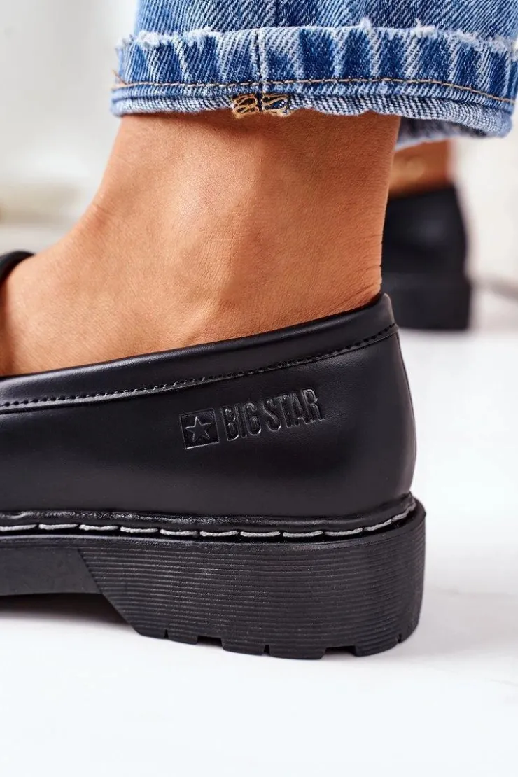 Sale Big Star Shoes Skórzane Półbuty Loafery Big Star II274100 Czarne