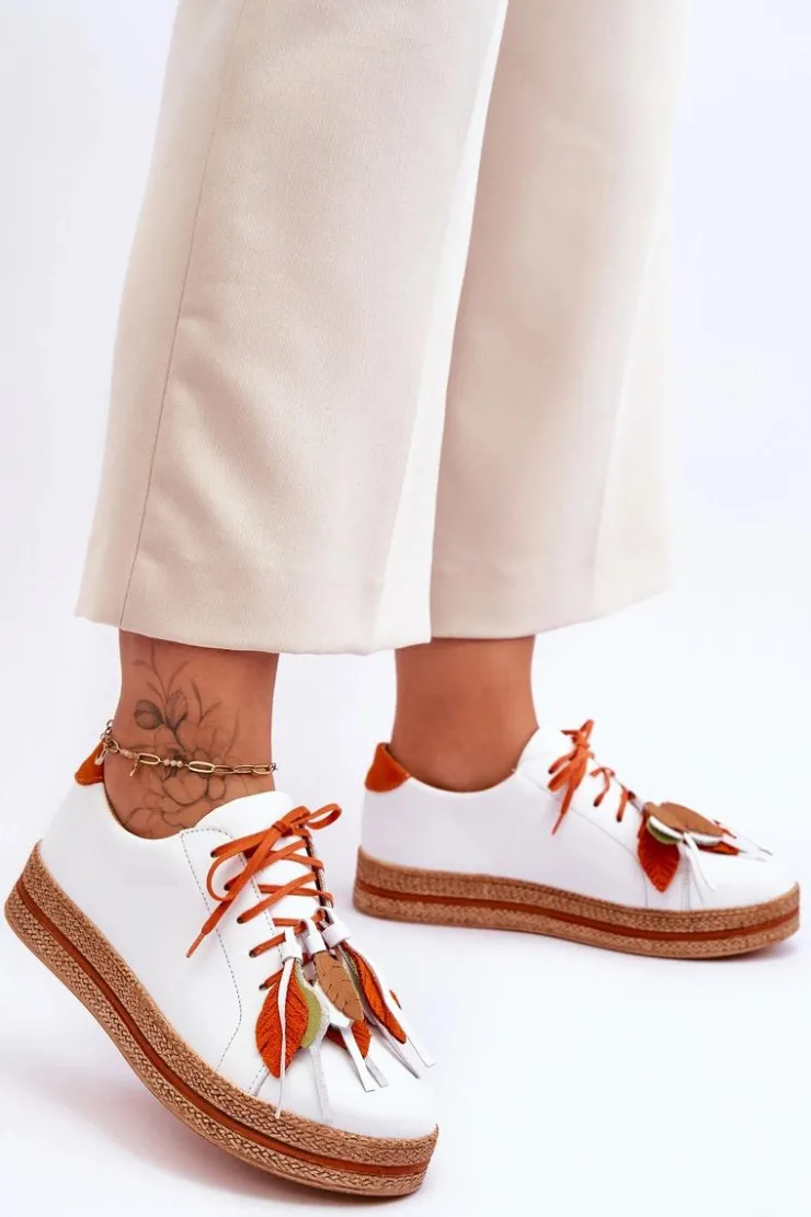 Maciejka Buty Sportowe Na Platformie*Skórzane Półbuty 04550-11 Białe