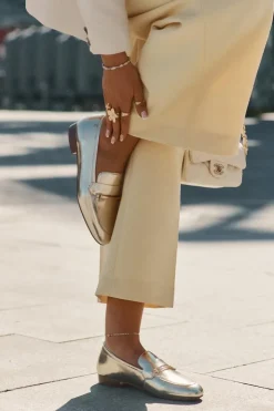 Damskie Maciejka Skórzane Półbuty Mokasyny Damskie K6809-25 Złote