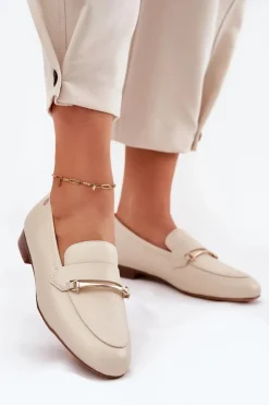 Best Maciejka Skórzane Półbuty Mokasyny Damskie K6809-04 Beżowe Beżowy