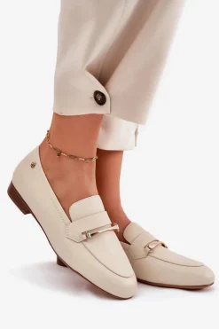 Best Maciejka Skórzane Półbuty Mokasyny Damskie K6809-04 Beżowe Beżowy