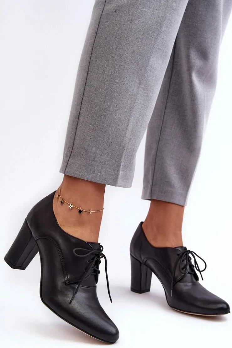 Online Boto Skórzane Półbuty Na Obcasie Czarne Mavitte