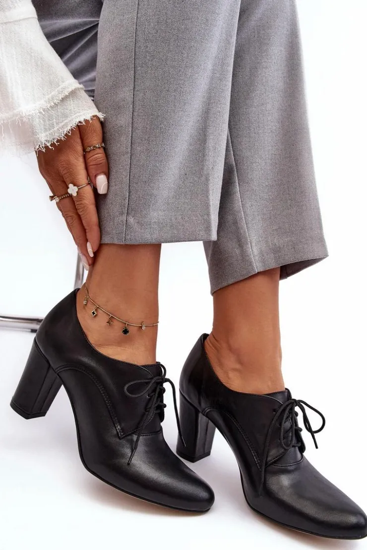 Online Boto Skórzane Półbuty Na Obcasie Czarne Mavitte