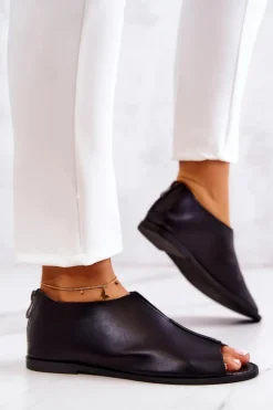 Boto Półbuty Skórzane*Skórzane Półbuty Na Suwak Nicole 2718/001 Czarne