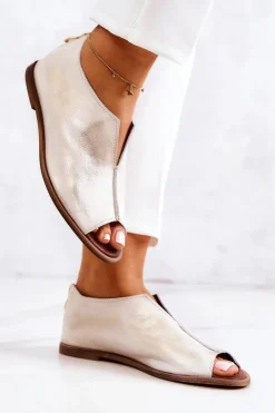 Online Boto Skórzane Półbuty Na Suwak Nicole 2718/004 Biało-Złote