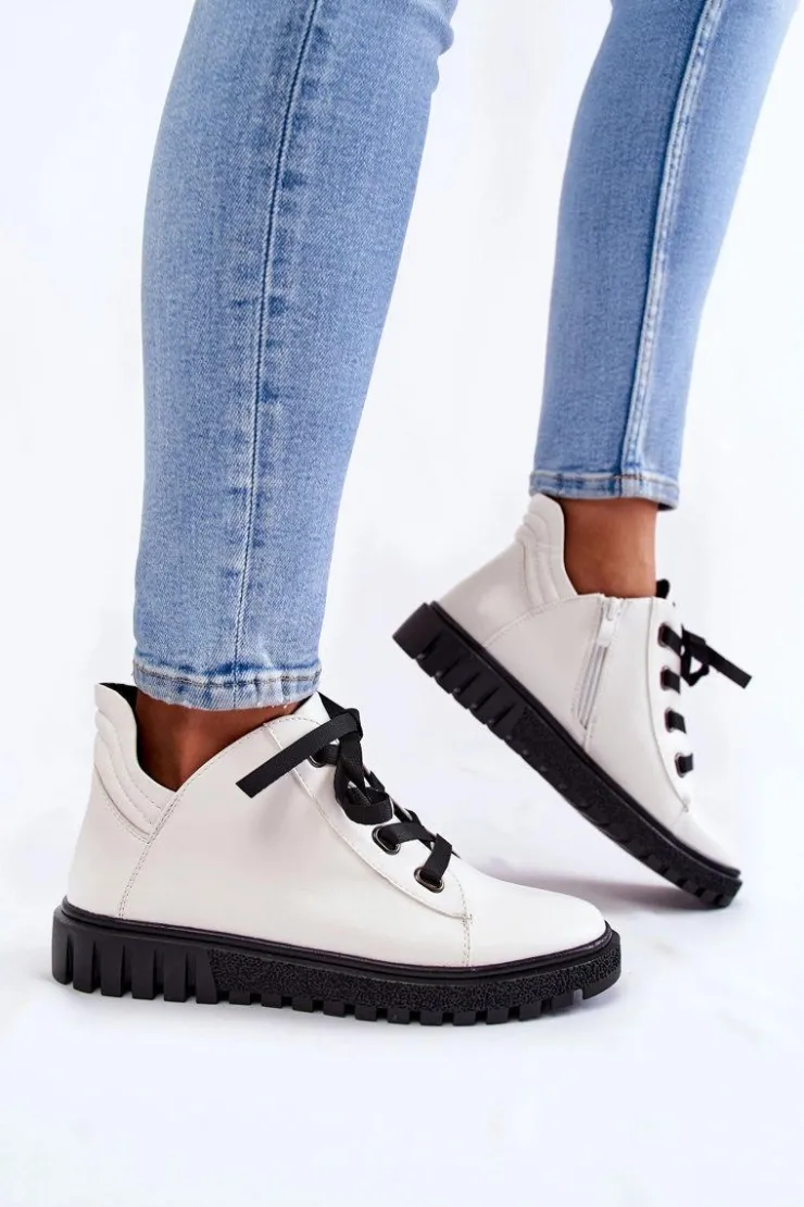 Discount Buty Sergio Leone Skórzane Pół PB210 Białe