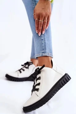 Discount Buty Sergio Leone Skórzane Pół PB210 Białe