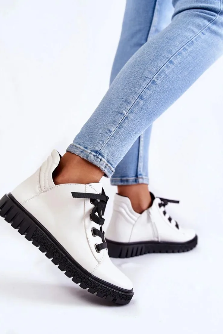 Discount Buty Sergio Leone Skórzane Pół PB210 Białe