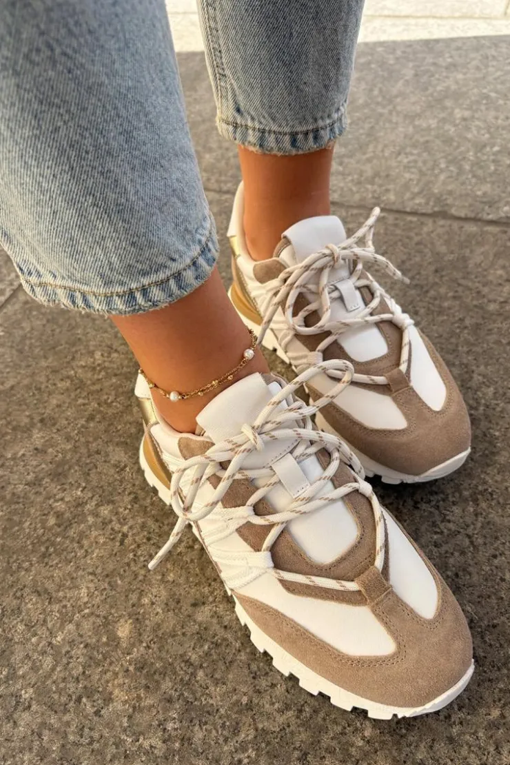 Sale Artiker Skórzane Półbuty Sneakersy Damskie 56C1738 Beżowo-Złote