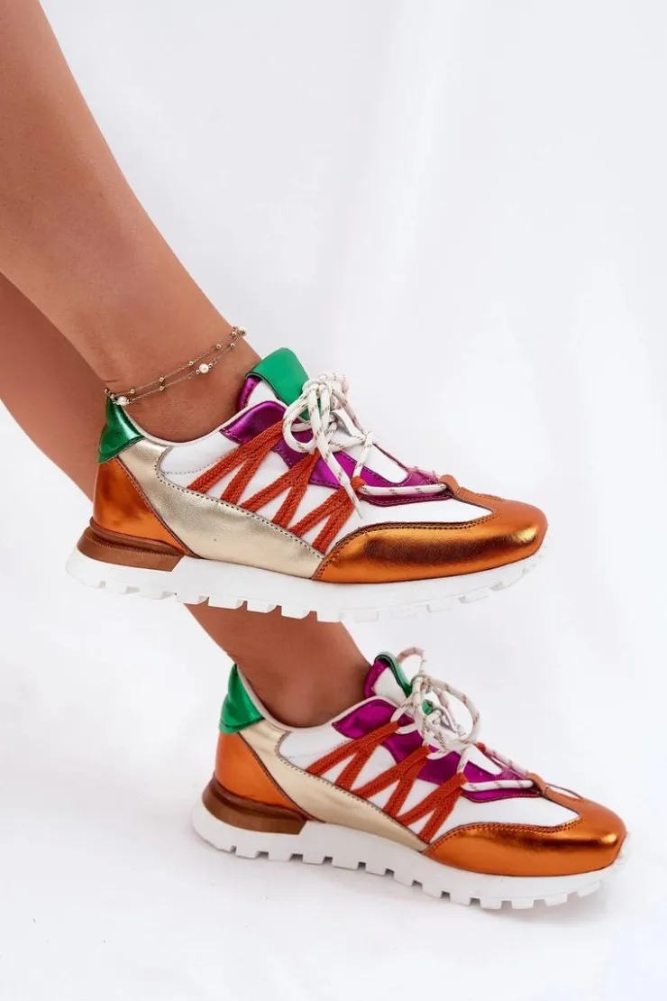 Artiker Buty Sportowe Na Platformie|Sneakersy Damskie*Skórzane Półbuty Sneakersy Damskie 56C1737 Multikolor Wielokolorowy