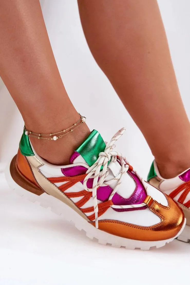 Artiker Buty Sportowe Na Platformie|Sneakersy Damskie*Skórzane Półbuty Sneakersy Damskie 56C1737 Multikolor Wielokolorowy