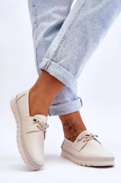 Discount Buty damskie Vinceza Skórzane Półbuty Wsuwane Beżowe Archie