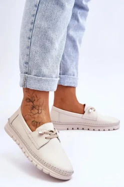 Discount Buty damskie Vinceza Skórzane Półbuty Wsuwane Beżowe Archie