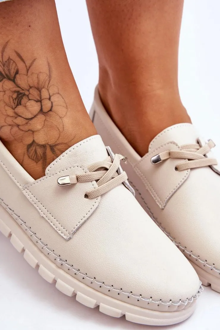 Discount Buty damskie Vinceza Skórzane Półbuty Wsuwane Beżowe Archie