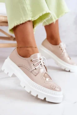 Boto Półbuty Skórzane*Skórzane Półbuty Z Sercem Beżowe Curtis