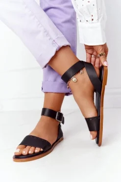 Big Star Shoes Sandały Big Star|Sandały Płaskie*Skórzane Sandały Big Star HH274720 Czarne