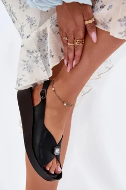 Damskie Damskie buty S.Barski Skórzane Sandały Damskie Na Koturnie I Platformie S.Barski KV51-020 Czarne