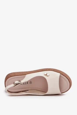 Best Buty damskie Vinceza Skórzane Sandały Damskie Na Koturnie Vinceza 41476 Beżowe