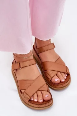 Online Maciejka Skórzane Sandały Damskie Na Platformie L7064-04 Brązowe
