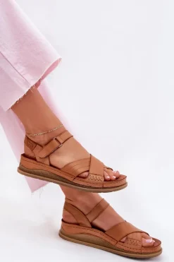 Online Maciejka Skórzane Sandały Damskie Na Platformie L7064-04 Brązowe