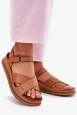 Online Maciejka Skórzane Sandały Damskie Na Platformie L7064-04 Brązowe