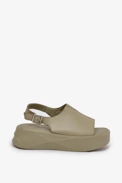 Damskie Damskie buty S.Barski Skórzane Sandały Damskie Na Platformie D&A SJ2301-2 Zielone