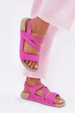 Zazoo Sandały Płaskie*Skórzane Sandały Damskie K1004 Fuksja