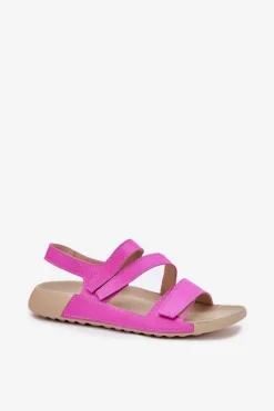 Zazoo Sandały Płaskie*Skórzane Sandały Damskie K1004 Fuksja