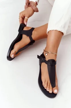 Sale Big Star Shoes Skórzane Sandały Japonki Big Star HH274700 Czarne