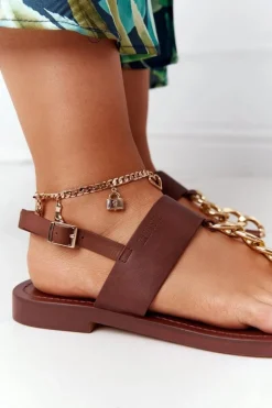 New Big Star Shoes Skórzane Sandały Japonki Big Star HH274706 Brązowe