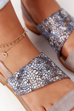 Damskie Maciejka Skórzane Sandały 05167-10 Ciemny Beż