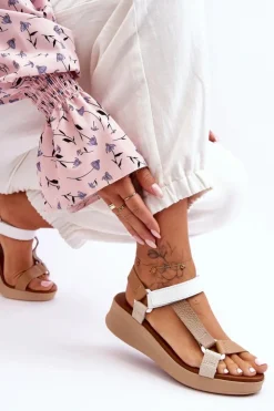 Maciejka Sandały Na Koturnie*Skórzane Sandały L5186-04 Beżowe