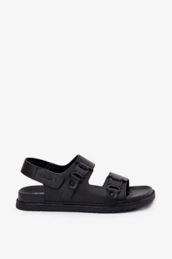 Big Star Shoes Skórzane Sandały Męskie Big Star RR174086 Czarne