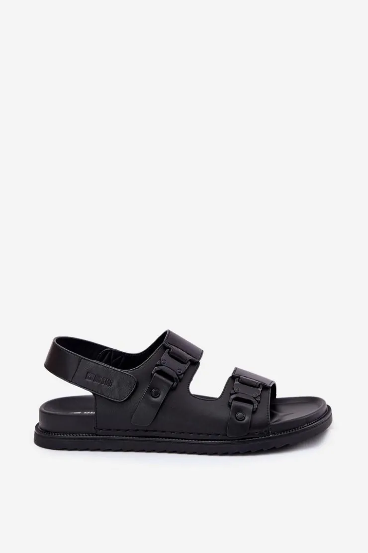 Big Star Shoes Skórzane Sandały Męskie Big Star RR174086 Czarne