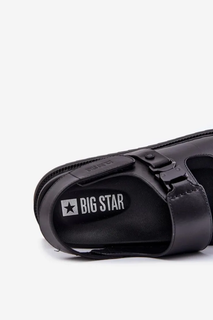 Big Star Shoes Skórzane Sandały Męskie Big Star RR174086 Czarne
