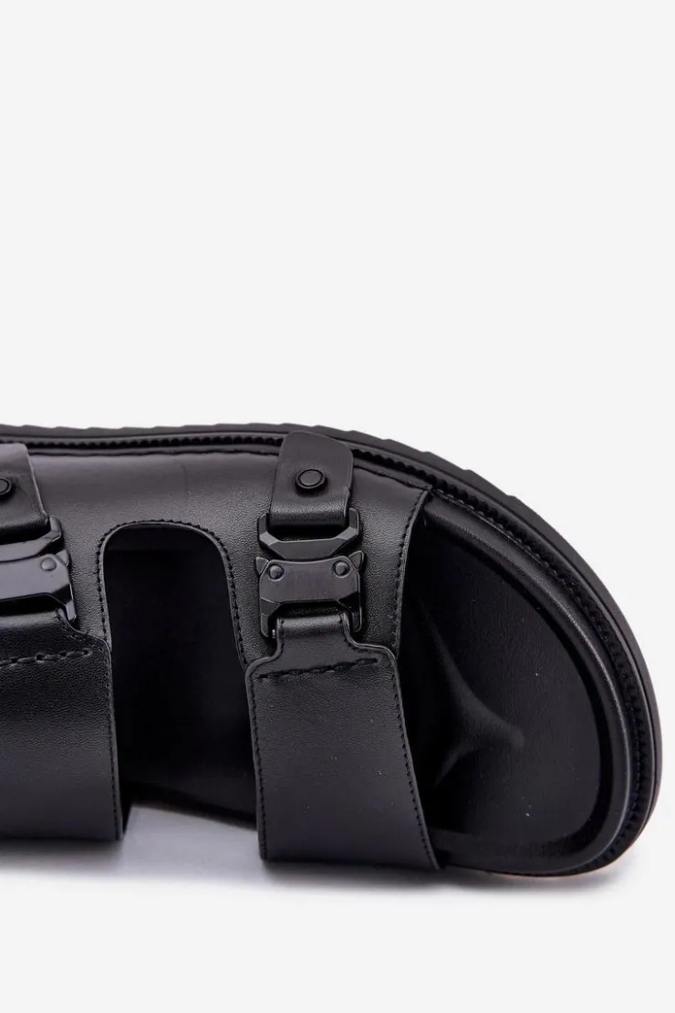 Big Star Shoes Skórzane Sandały Męskie Big Star RR174086 Czarne