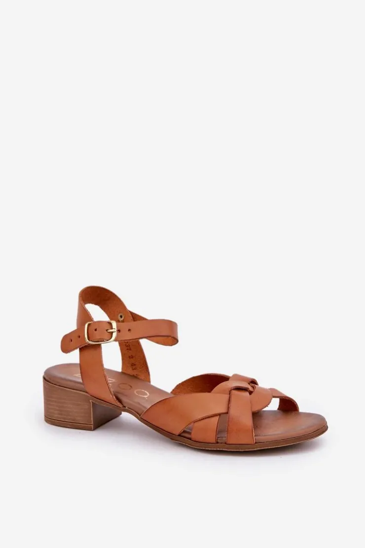 Zazoo Sandały Na Obcasie*Skórzane Sandały Na Delikatnym Obcasie 40372 Brązowe Brązowy