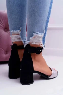 Sale Maciejka Skórzane Sandały Na Obcasie 04141-01 Czarne