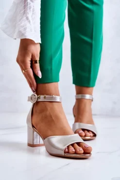 Buty damskie Vinceza Skórzane Sandały Na Obcasie Vinceza 20100 Złote