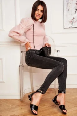 Laura Messi Sandały Na Obcasie|Sandały Płaskie*Skórzane Sandały Na Srebrnym Obcasie 2143 Czarne