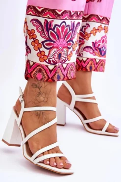 Boto Sandały Na Obcasie*Skórzane Sandały Na Słupku Białe Florentina