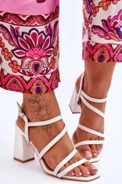 Boto Sandały Na Obcasie*Skórzane Sandały Na Słupku Białe Florentina