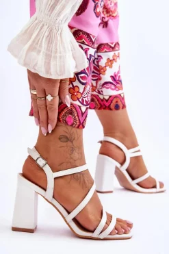Boto Sandały Na Obcasie*Skórzane Sandały Na Słupku Białe Florentina