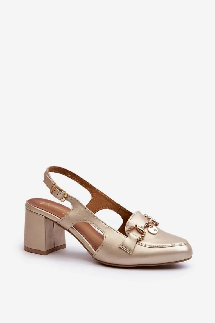Maciejka Sandały Na Słupku|Sandały Na Obcasie*Skórzane Sandały Na Słupku 06419-25 Złote