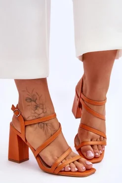 New Boto Skórzane Sandały Na Słupku Pomarańczowe Florentina