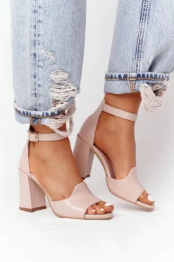 Boto Skórzane Sandały Na Słupku Visconi 4361537 Nude